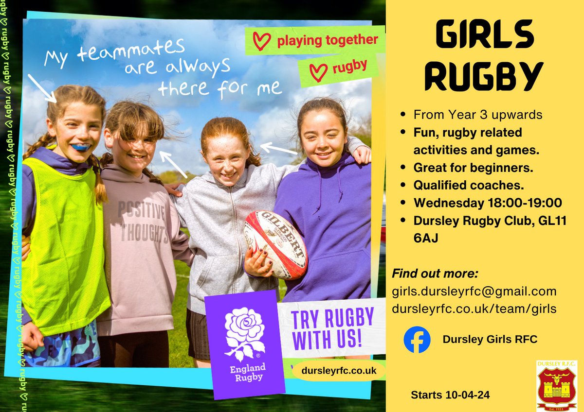 From 10th April we go outdoors and back to the rugby club for our dedicated girls sessions. These are also open to secondary school age, please share 😀 @Rednock_PE @KLBSport @stroudhighpe