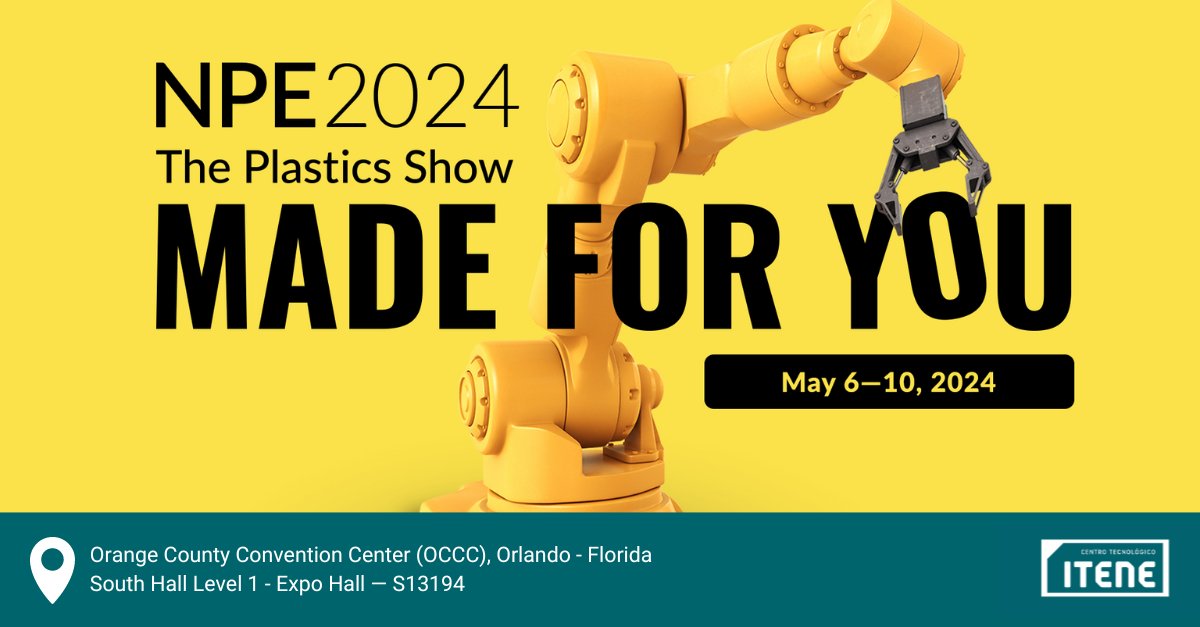 itene's tweet photo. 📢We are thrilled to announce that @itene will be participating in @NPEplasticsshow 2024.
From 📅May 6-10 we will be showcasing our cutting-edge #compostability and #biodegradability assessment solutions at this event in Orlando, Florida (USA).
🔸 Info.:https://t.co/EId69rI4YI https://t.co/oKxSrkE7Y2