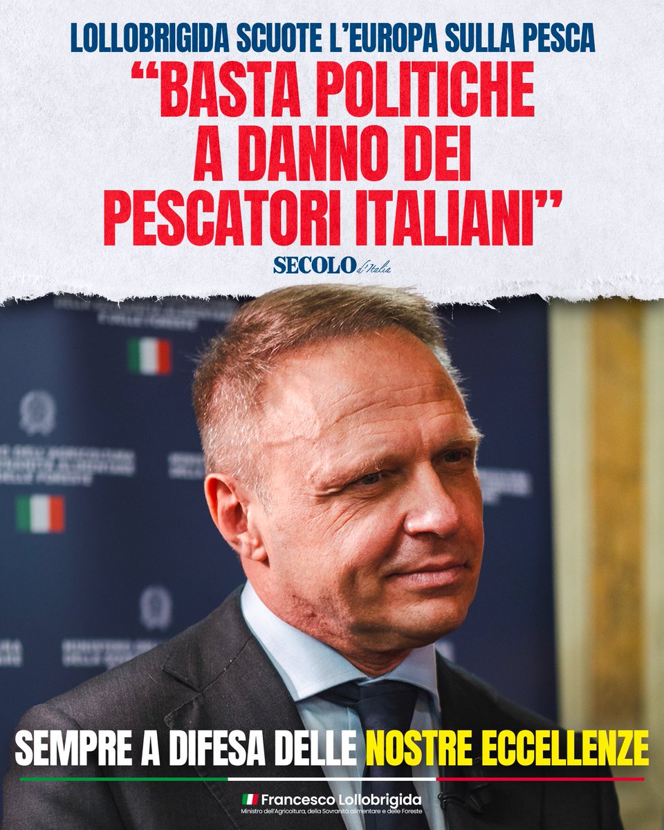 🇮🇹 La voce dell’Italia, finalmente, è forte in Europa. Basta politiche che svantaggiano i nostri pescatori, allevatori e agricoltori. La crescita del settore primario è un fattore fondamentale per la nostra economia, per la nostra sicurezza alimentare, per la nostra libertà