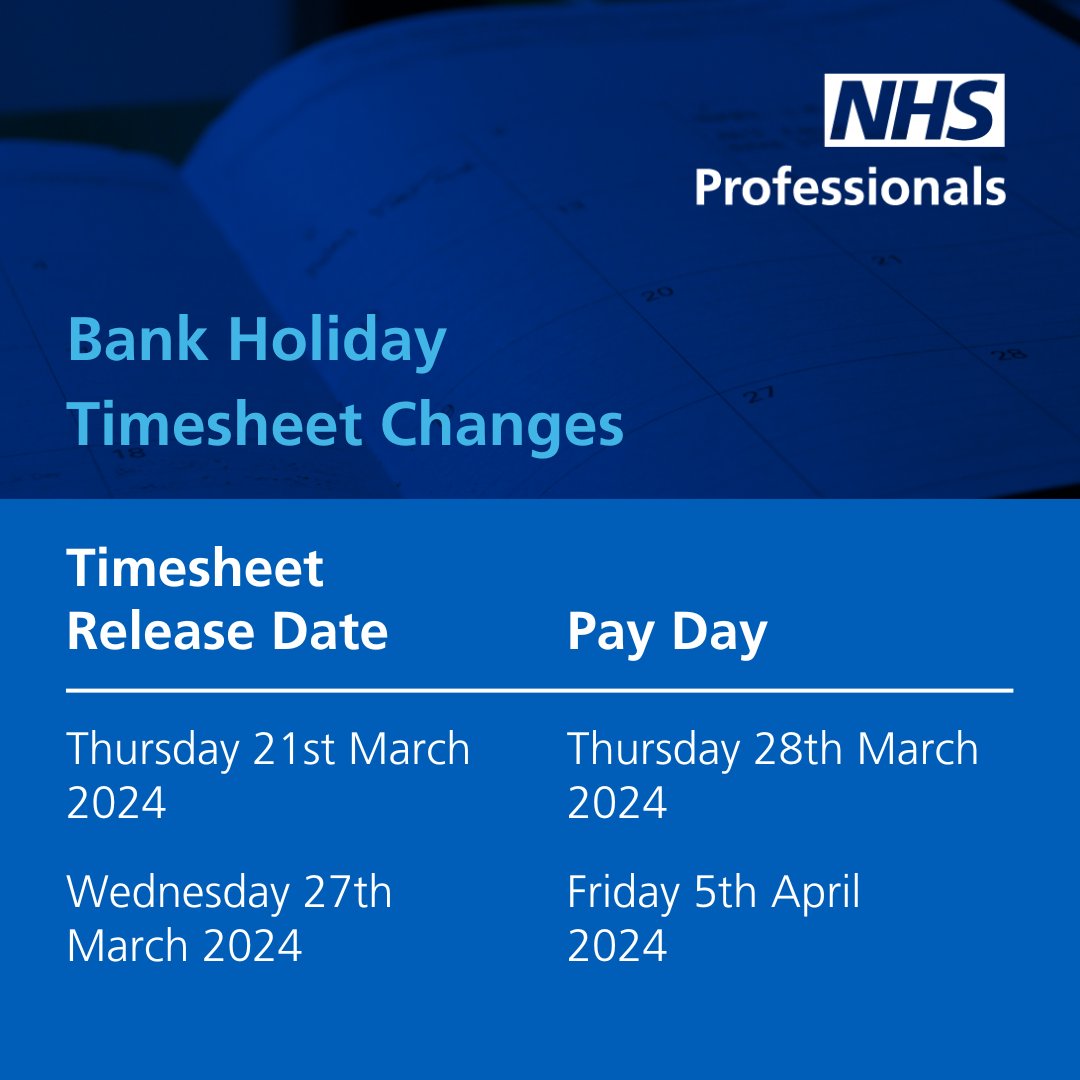 ⭐ Easter Timesheet Releases ⭐ Due to the Easter bank holidays, we have made a small change to the timesheet release dates to avoid any disruption to your usual payment date. Please ensure you release your timesheets by midnight tomorrow to be paid by Friday 5th April.
