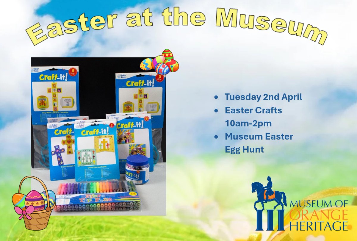 📢 Easter Tuesday fun at the Museum! Crafts and Easter Egg Hunt! 
⏰ 10am to 2pm