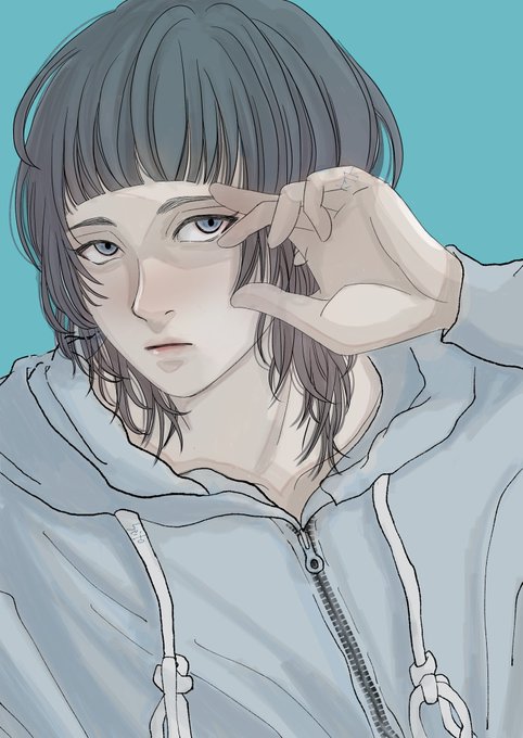 「blue hoodie drawstring」 illustration images(Latest)