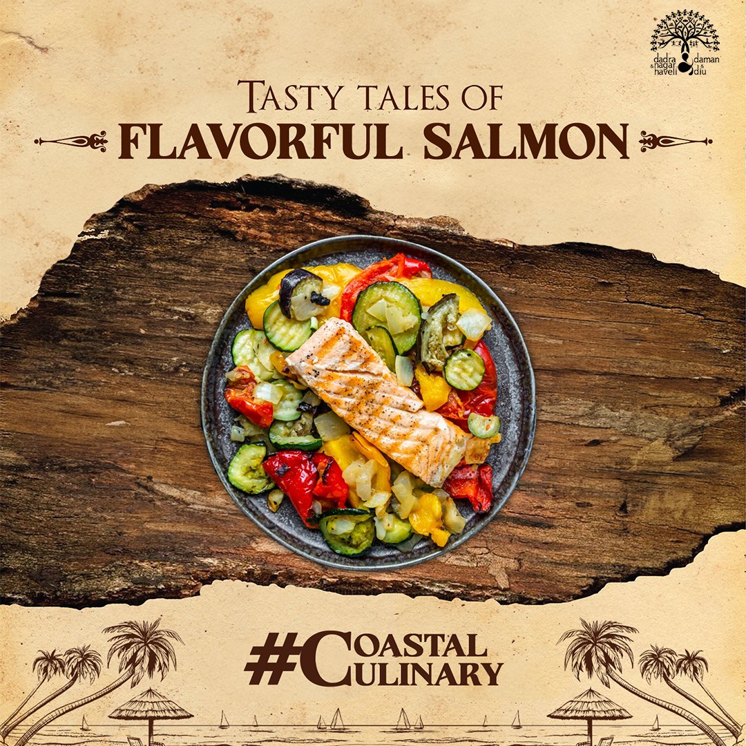 Dive into the flavors of the coast with our delectable salmon delights! 🐟✨ Experience the taste of Dadra and Nagar Haveli and Daman & Diu in every savory bite. #CoastalCULINARY #SeafoodSensation #explorednhdd #dnhddtourism #daman #diu #dadraandnagarhaveli