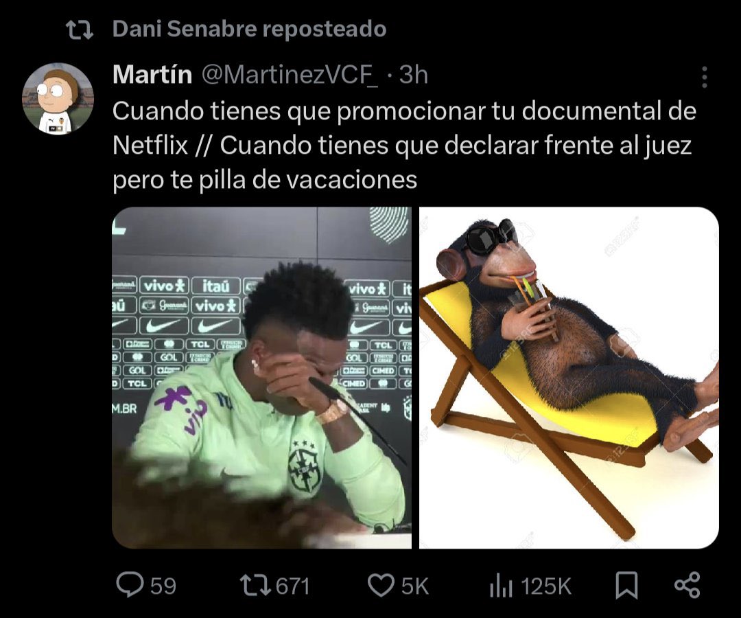 Un racista llamándonos fachas a los que le criticamos por retuitear un mono que dicen que es Vinicius de vacaciones y la @COPE consintiendo sus ataques a los oyentes o, como es mi caso, ex oyentes. Pues bueno.