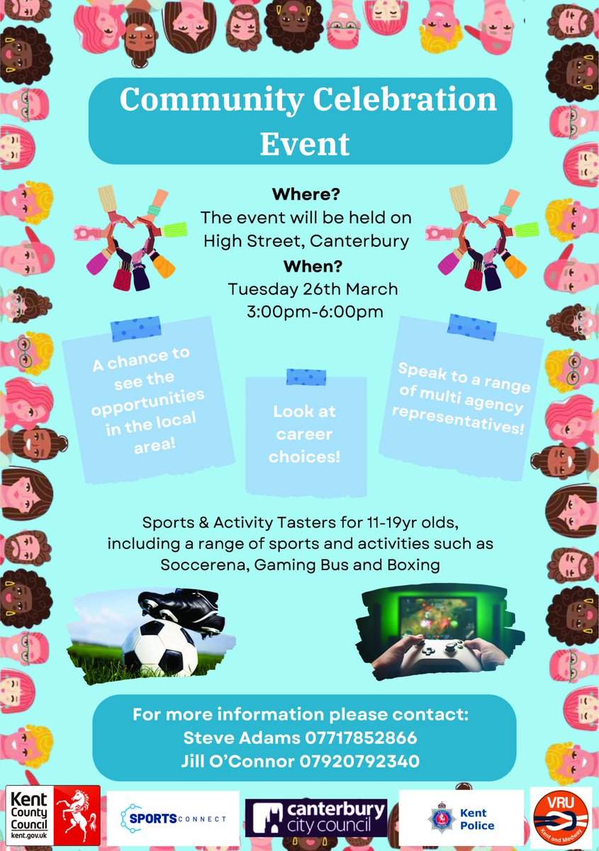 If you are near Canterbury today, please pop down to the High Street to take part in the Community Celebration Event, details on the pic. We will be there, offering our services to help promote how you can be supported and get involved in activities in your area.