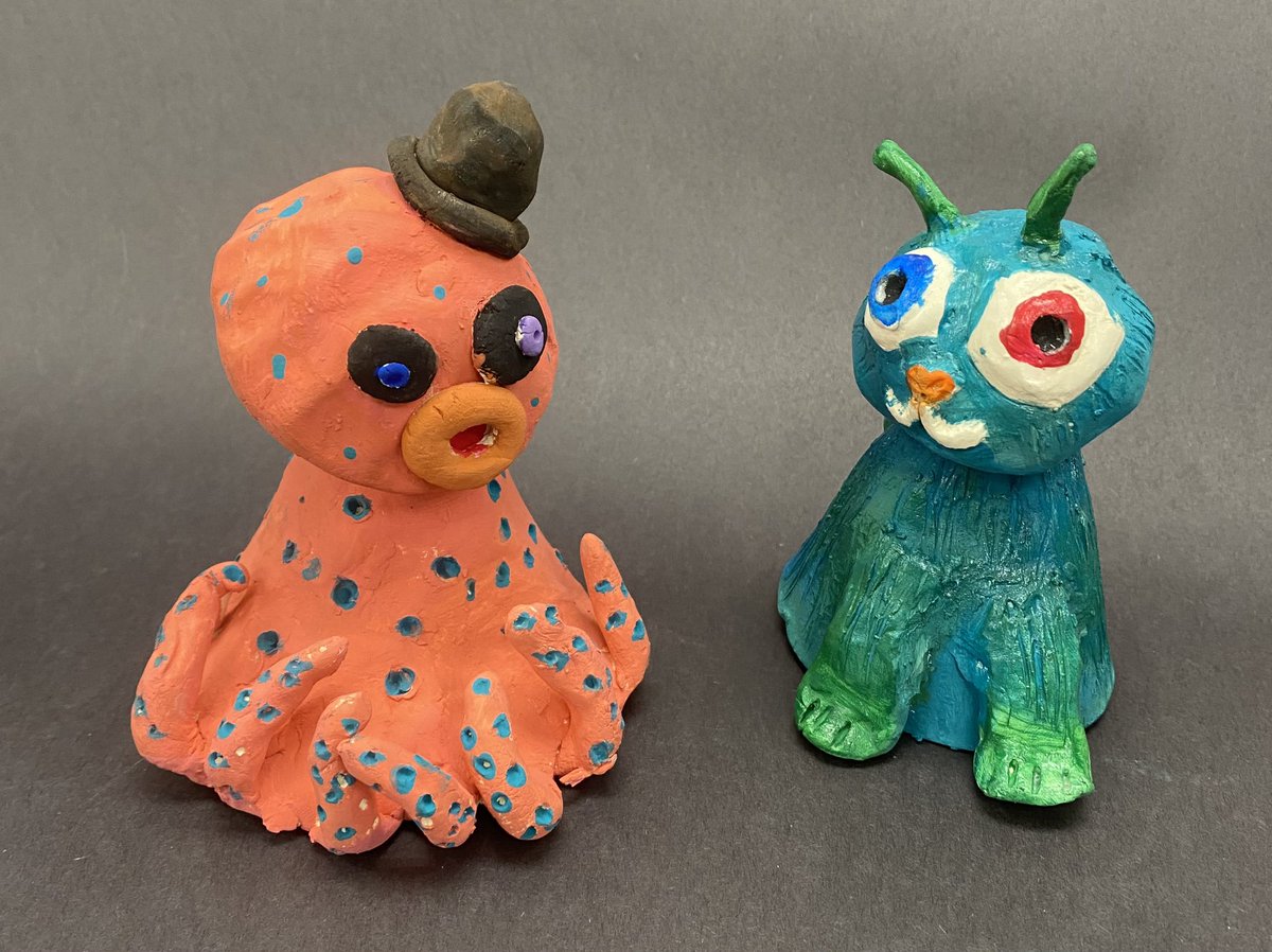 Youth Art Month daily featured artwork. Fifth grade clay bobbleheads.  #artsacrossva24
#fcps1artsyam24
#fcps1ARTS
#vaartedYAM24 @GreenvilleES