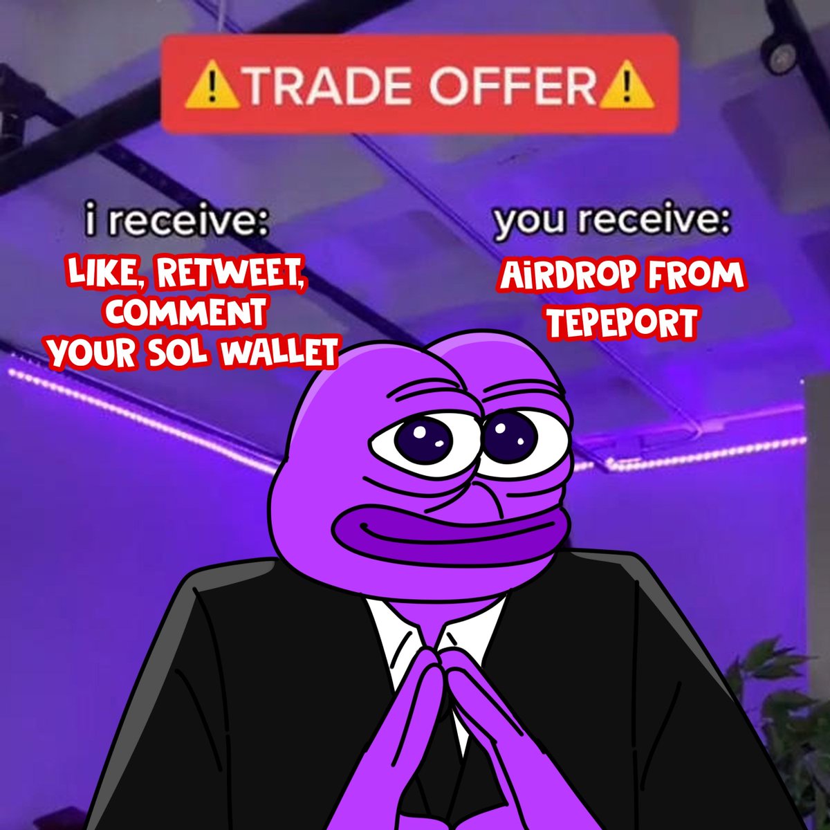 tepeport_'s tweet image. GM TEPEPORT MILLIONARES 💜

$TP AIRDROP TO TWITTER SUPPORTERS HAS BEEN SENT (higher activity = higher airdrop)

THERE IS STILL 4% SUPPLY LEFT IN OUR TREASURY FOR THE FUTURE ONES

LIKE + RT + COMMENT $SOL WALLET UNDER ALL FUTURE POSTS TO BE PART OF NEXT BIGGER AIRDROP 

STAY…