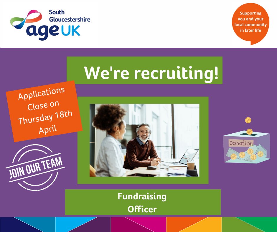 age_uk_sg's tweet photo. We are now looking to recruit a motivated individual to develop and deliver an effective, compliant and sustainable fundraising strategy for the charity, with particular emphasis on developing grant income and donations.
Please download an application pack from our website https://t.co/7ng1Ge8d20