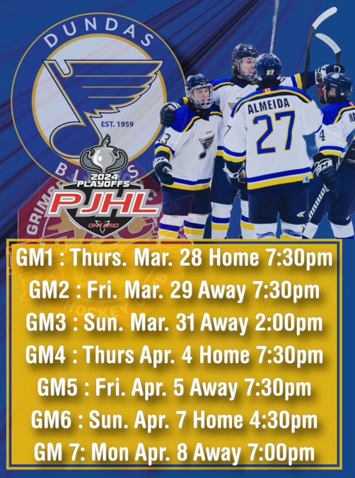 🚨STARTS THURSDAY!
The puck drops at 7:30pm at “The Market” JLGrightmire Arena in Dundas. 
Let’s fill the rink and cheer on our hometown boys! 
<a href="/PJHL_Official/">PJHL</a> 
<a href="/TheSpec/">Hamilton Spectator</a> <a href="/OHAhockey1/">Ontario Hockey Association</a> <a href="/jrpeachkings/">Grimsby Peach Kings</a> <a href="/morninglive/">Morning Live</a> <a href="/CHCHNews/">CHCH News</a>