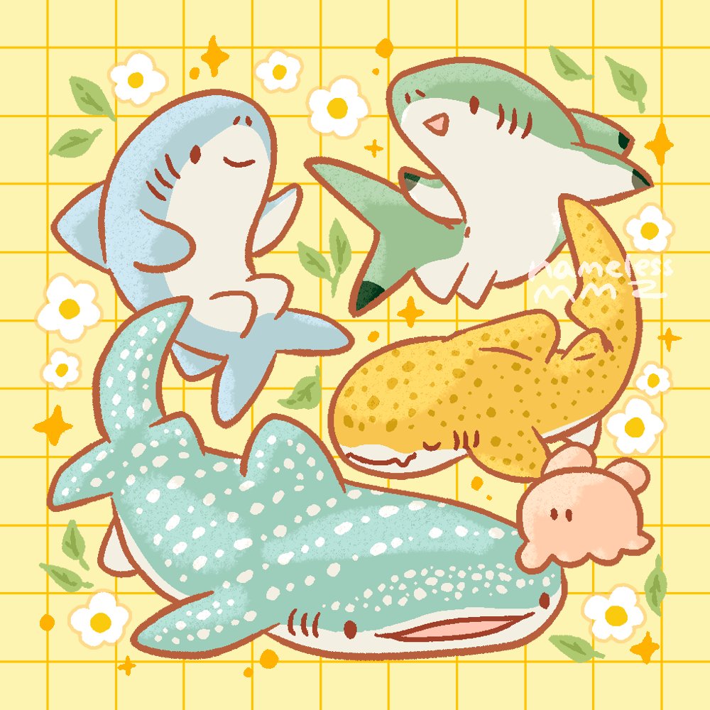 スポットなサメたち🦈🌼 doodleadaymarch Day 13 spots #イラスト #illustration