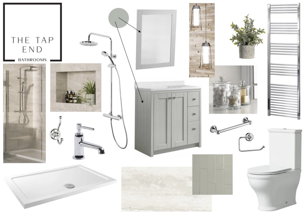 Simple & Classic sage green shower room scheme - what’s not to love?!