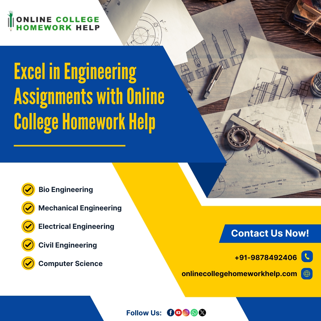 Onlinechwhelp's tweet image. Excel in Engineering Assignments with Online College Homework Help 📚
✅ Bio Engineering
✅ Mechanical Engineering
✅ Electrical Engineering
Order Now📲 +91-9878492406
#EngineeringAssignments #BioEngineering #ElectricalEngineering #AssignmentHelp #OnlineCollegeHomeworkHelp