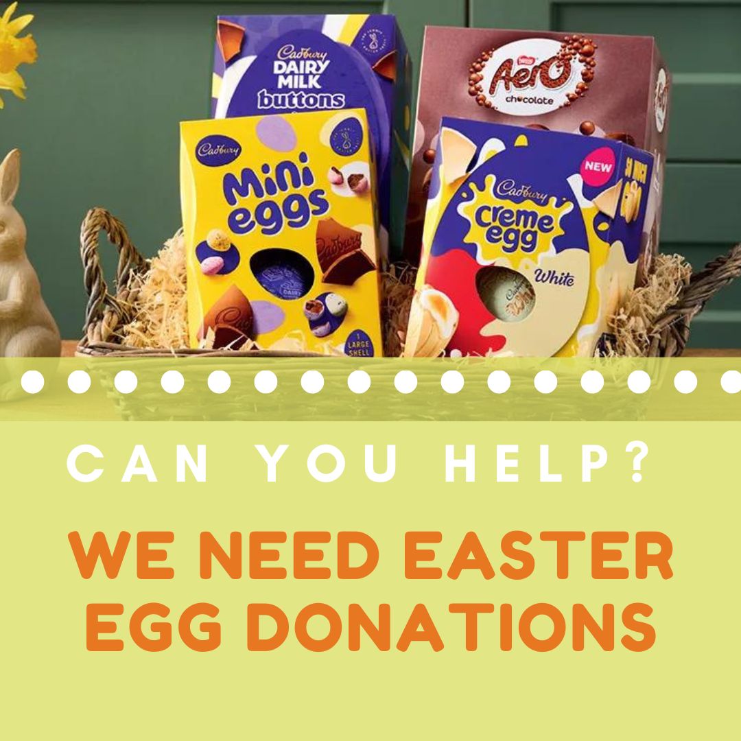We would like to give each of our 64 services users an Easter Egg this weekend but are very short on donations this year. If you would like to donate an egg, or multiple eggs before Friday we would be very grateful. Donations can be dropped off or we could also collect. Thanks!