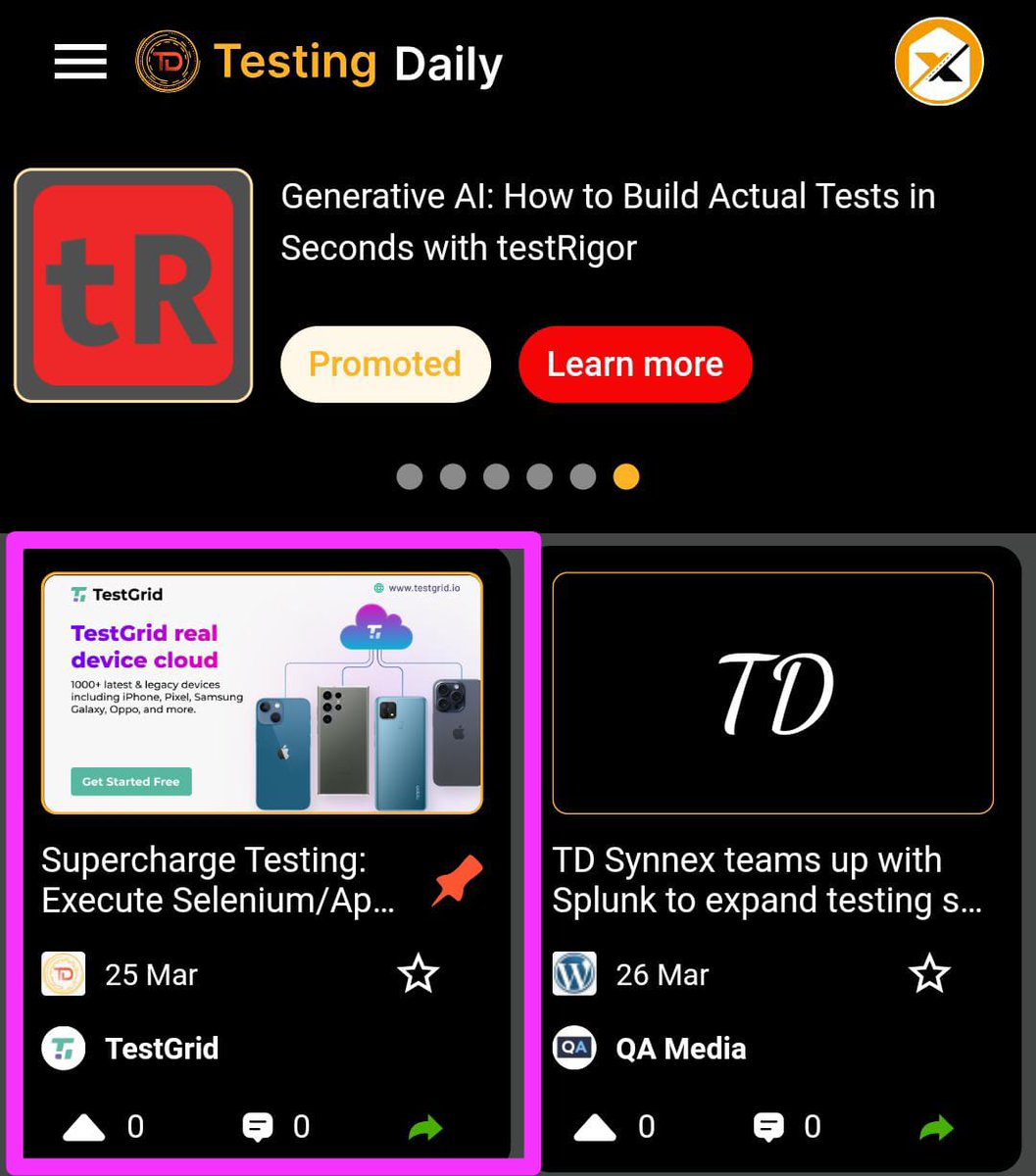 SH_TestingDaily's tweet image. Supercharge Testing: Execute Selenium/Appium tests on TestGrid Real Device Cloud 🚀
Get started for FREE!!!
public.testgrid.io/signup?utm_sou…
#TestGrid #Automation #Selenium #Appium #testingdaily
