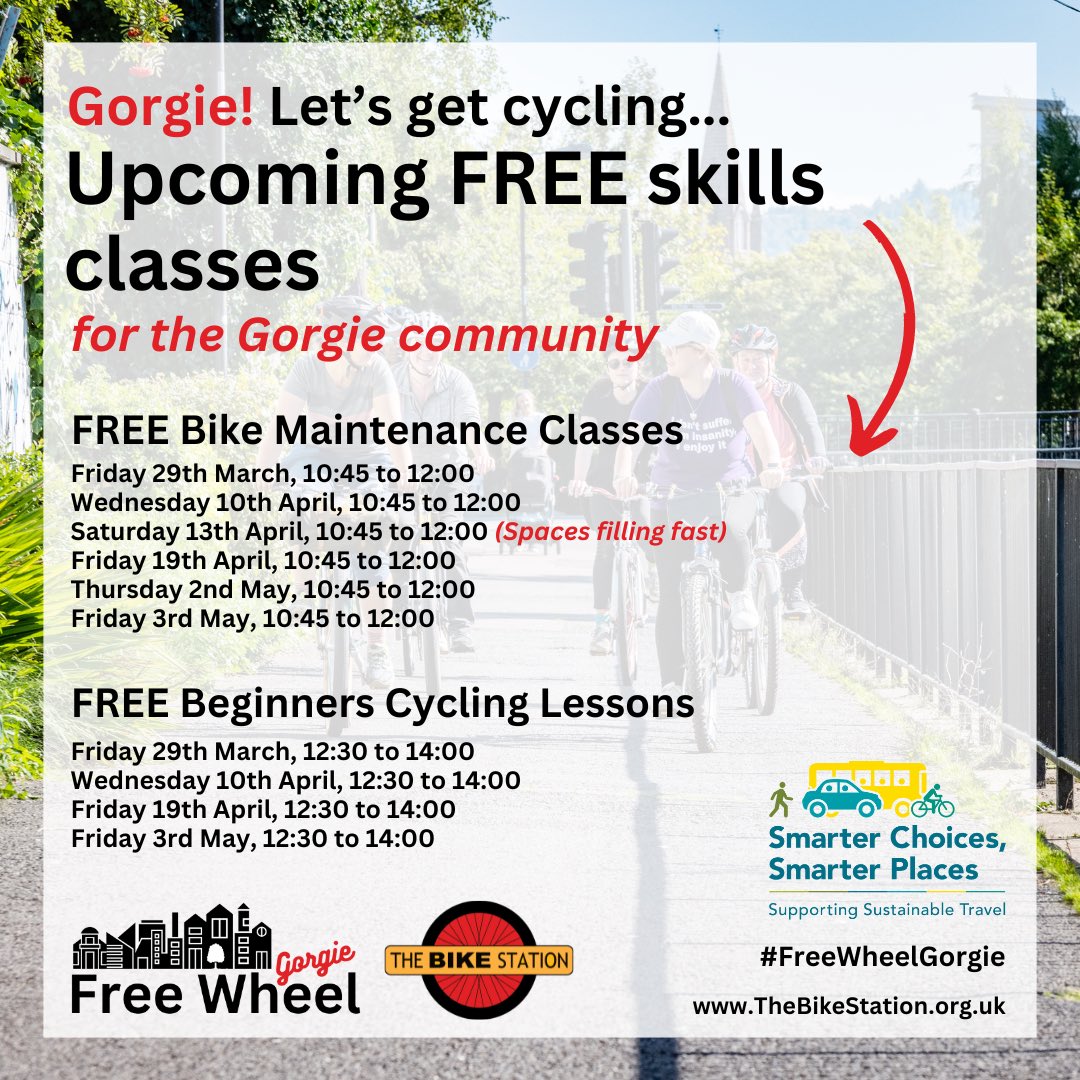 As part of our community programme ‘Free Wheel Gorgie’ we are running a variety of free public absolute beginner cycling lessons and Introduction to Bike Miantenance Classes. Spaces are limited to reserve yours now! #FreeWheelGorgie @transcotland