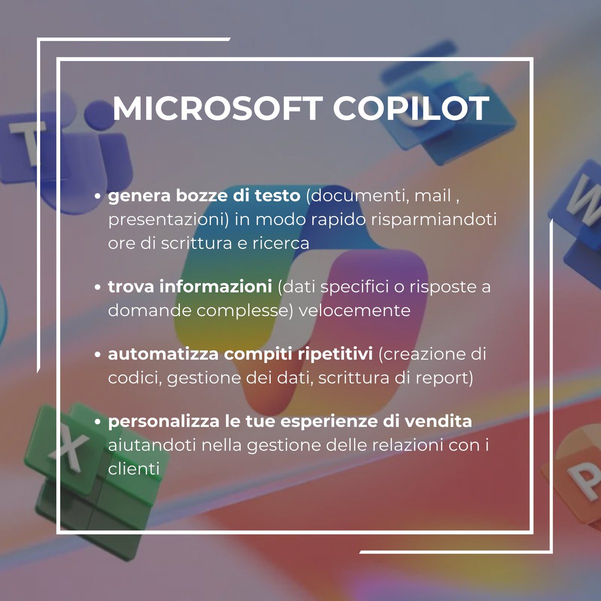 DOSGroup's tweet photo. Se potessimo utilizzare uno #strumento che ci permetta di #risparmiaretempo da dedicare ad altre #attività?

𝑴𝒊𝒄𝒓𝒐𝒔𝒐𝒇𝒕 𝑪𝒐𝒑𝒊𝒍𝒐𝒕 𝒆̀ 𝒒𝒖𝒆𝒔𝒕𝒐 𝒆 𝒎𝒐𝒍𝒕𝒐 𝒅𝒊 𝒑𝒊𝒖̀!

#soluzioni #AI #innovazione https://t.co/CjiY3qLYO0