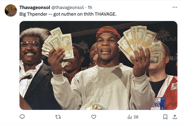 cryptomanran's tweet image. In the bout between Tyson and Paul, I back @thavageonsol!! 🤣🤣