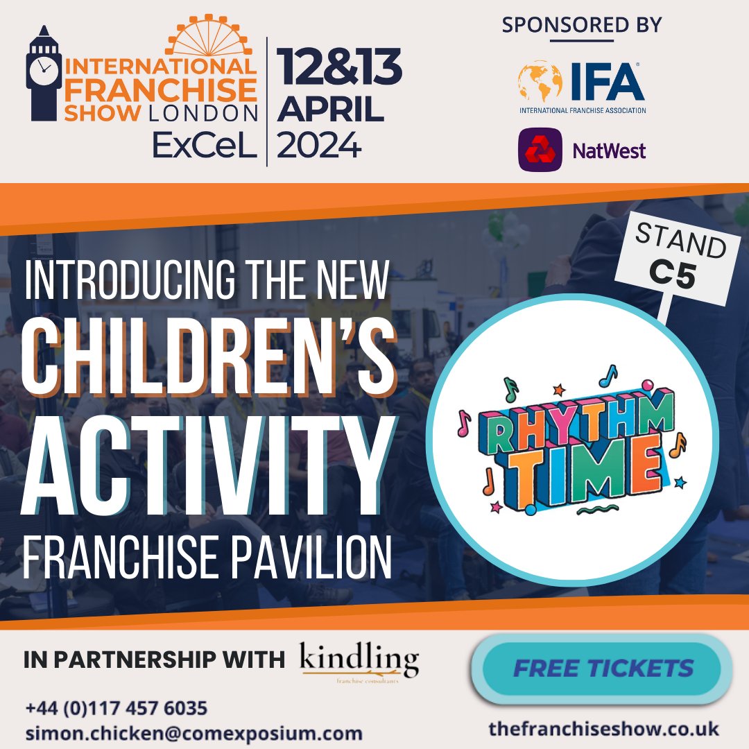 🌟 Meet us at the International Franchise Show! 🌟
Join us at Stand C5 on 12th-13th April at London Excel. Discover how you can build a business you love with our proven model. See you there! #FranchiseShow #RhythmTime 🎶