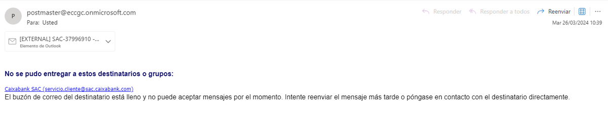 samos's tweet photo. @CABK_Responde : no contestáis a los DM y desde ayer llego 4 intentos fallidos para enviaros una documentación porque vuestro buzón de atención al cliente está lleno. Eso sí, los 10 días de respuesta que dais después de 3 meses esperando, siguen contando. https://t.co/Gxc6yvsfkR