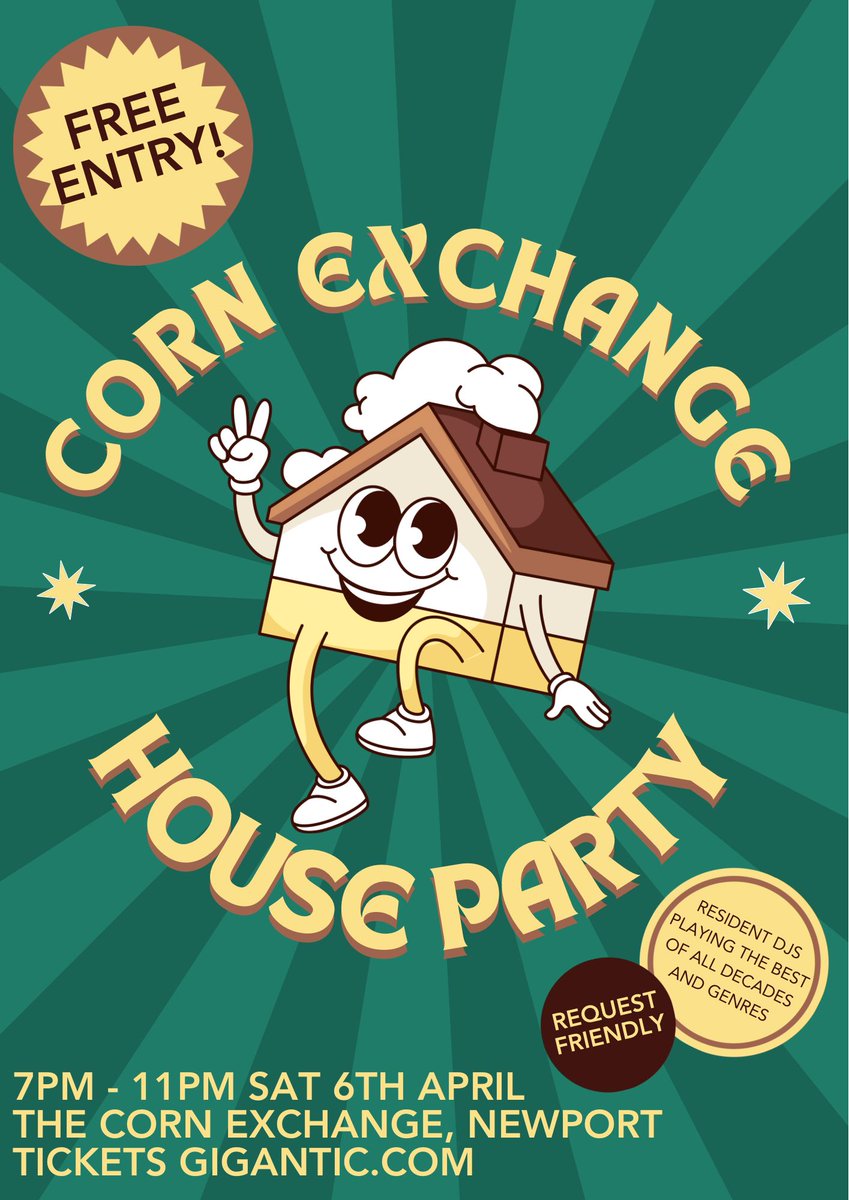 THE CORN EXCHANGE HOUSE PARTY 🌽🏠 ICYMI: Join our resident DJs @ppwithstacey, @Esyllt and Ben next Saturday as they go back to back, playing the best tunes from all the decades and all genres. Get your FREE tickets → bit.ly/CornExchangeHo… See you on Saturday 6th April! 🥳