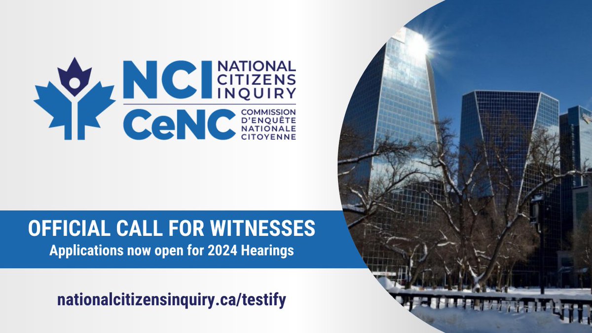 OFFICIAL CALL FOR WITNESSES The National Citizens Inquiry wants to hear from you. Canadians want to hear from you. Our next set of hearings are set for Regina, Saskatchewan on May 30, 31 and June 1st, 2024. We are looking for Non-Expert and Expert Witnesses. “Non-Expert”…