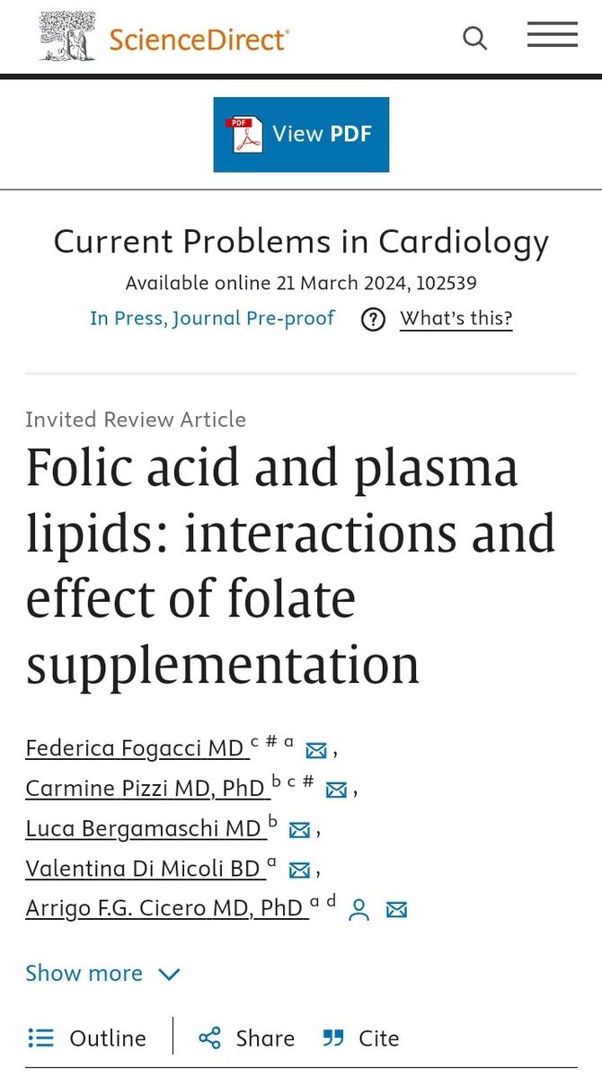 Hot of the press our latest review on the interaction between folic acid, LDL and impact on CVD! Have a nice reading!!! 🩺 sciencedirect.com/science/articl… @pizzi_carmine @FedericaFogacci @L_Bergamaschi @Unibo @CurrProbsCardio