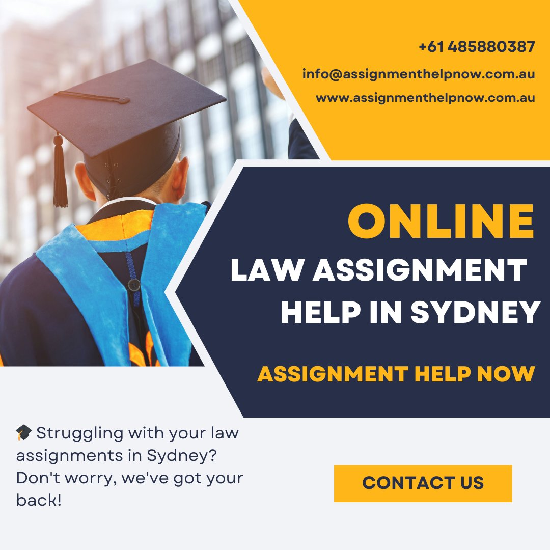 assignmentnow1's tweet image. Online Law Assignment Help in #sydney 
🎓 Struggling with your law assignments in Sydney? Don't worry, we've got your back!
assignmenthelpnow.com.au/law-assignment…
#LawAssignmentHelp #SydneyStudents