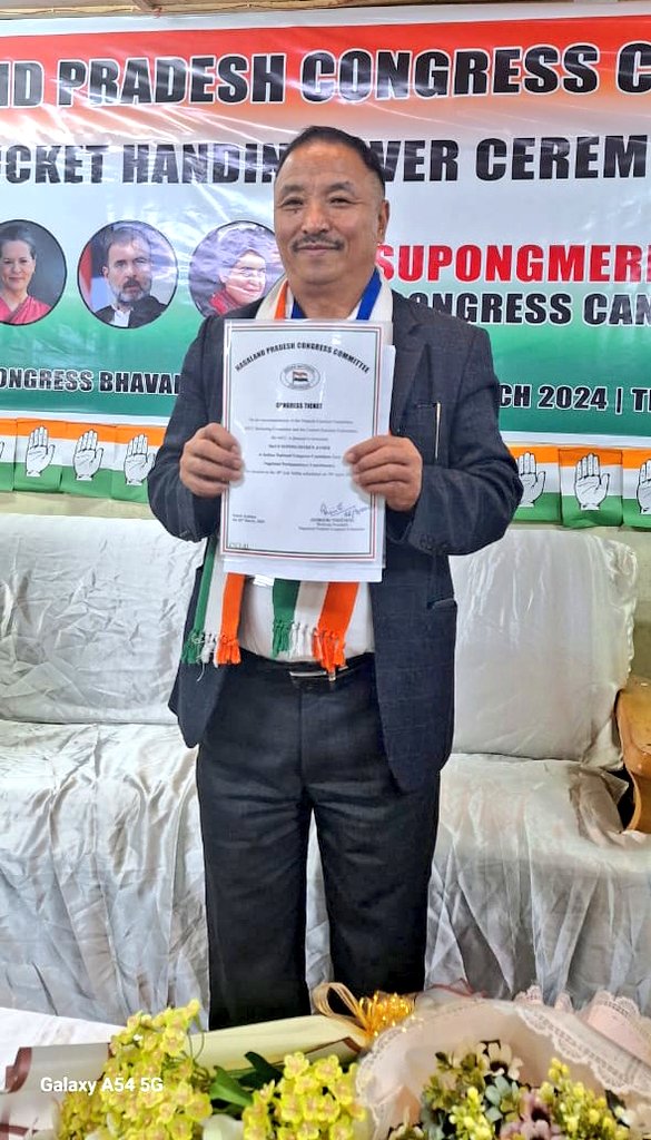 Glimpses of the ticket handing over ceremony to Shri @s_supongmeren , @INCIndia candidate for Lok Sabha election 2024 from Nagaland Parliamentary Constituency , organised by NPCC at Kohima today.