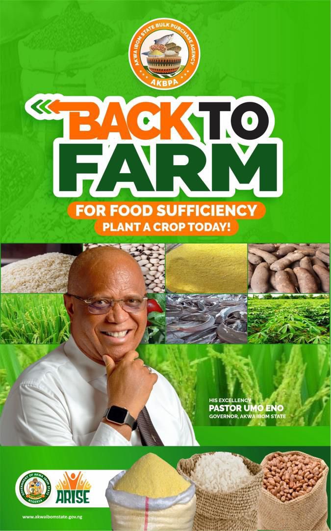Governor @_PastorUmoEno of Akwa Ibom State has encouraged everyone to return to farming for food sufficiency. #AkwaIbomFoodForAll, #AkwaIbomBackToFarm, #TheGoldenEra