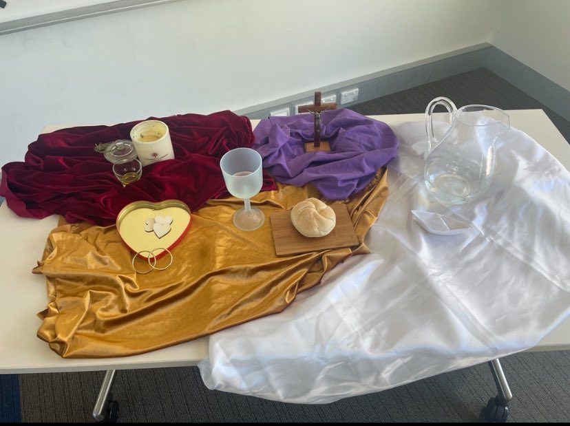 At Curtin on Monday our students explored signs and symbols of the seven sacraments. We discussed 'matter' and 'form' exploring how these material aspects of the sacraments illuminate our spiritual understanding by engaging our whole body.