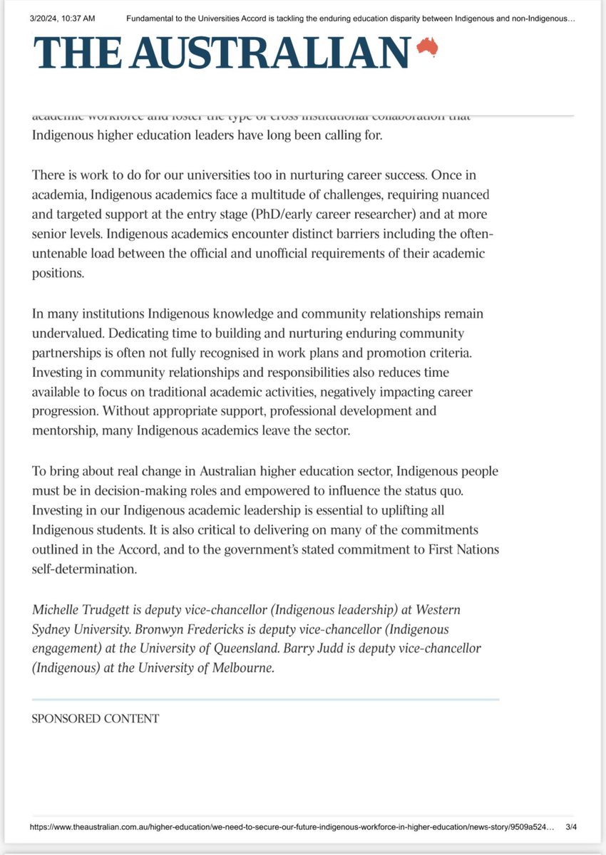 Bronwyn Fredericks (@bronfredericks) on Twitter photo See my article in The Australian (20 March) with Professors Barry Judd <a href="/UniMelb/">University of Melbourne</a> & Michelle Trudgett <a href="/westernsydneyu/">Western Sydney University</a>. I know some people had trouble accessing. Thank you for your interest. See my article in The Australian (20 March) with Professors Barry Judd <a href="/UniMelb/">University of Melbourne</a> & Michelle Trudgett <a href="/westernsydneyu/">Western Sydney University</a>. I know some people had trouble accessing. Thank you for your interest.