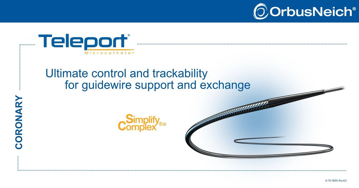 Teleport® Microcatheter: ultimate control & guidewire support in the most complex lesions. Exceptional tip durability & hybrid coil construction provide an optimal balance of trackability, maneuverability, kink resistance & flexibility from hub to tip. buff.ly/3sLcmz2