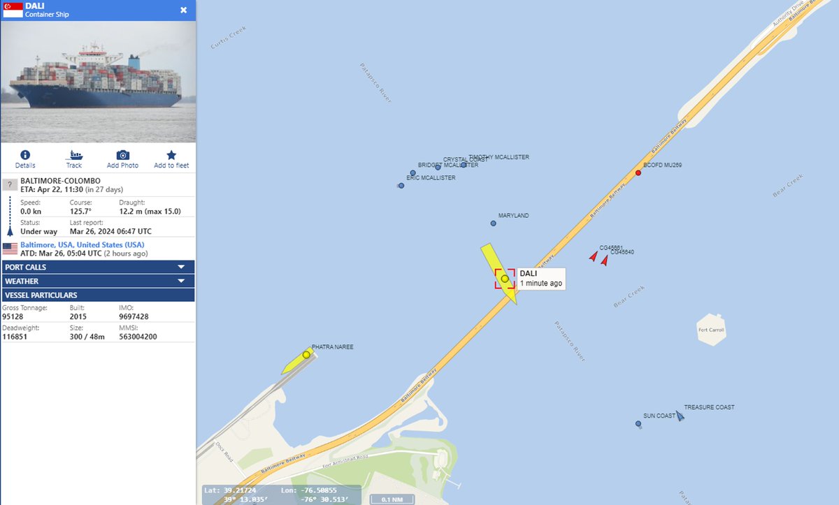 🚨🇺🇸UPDATE: SINGAPOREAN CONTAINER SHIP STRUCK BALTIMORE BRIDGE