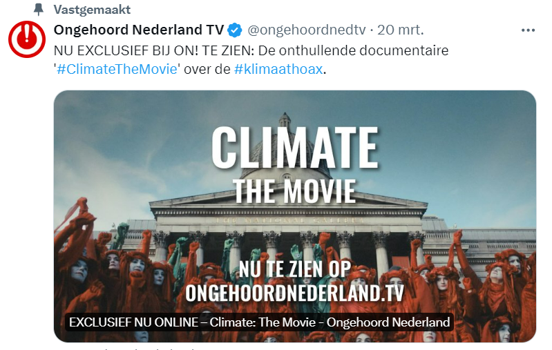 Goed dat @ongehoordnedtv na mijn draadje die klimaatdocu vol lieggrafieken gauw heeft weggehaald, met excuses aan de kijkers. 👍 O, eh, wacht. 🤔