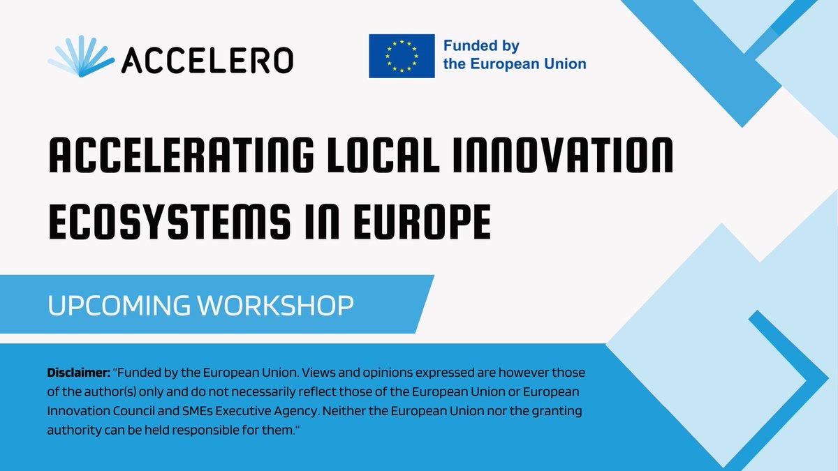 Innovation champions, ignite your ecosystem! 🚀 Join ACCELERO's FREE workshop on May 16, 14:00 CET to build vibrant communities, learn best practices, and collaborate. Register now! #EUInnovationEcosystems #innovation #startups #SMEs #HorizonEU

🔗 innobridge.org/en/event/works… 🤝