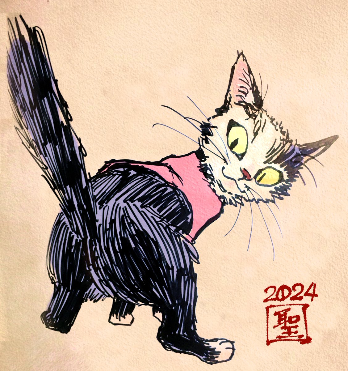 「おはこんばんちは『失礼!』 」|CatCuts ✴︎日々猫絵描く漫画編集者のイラスト