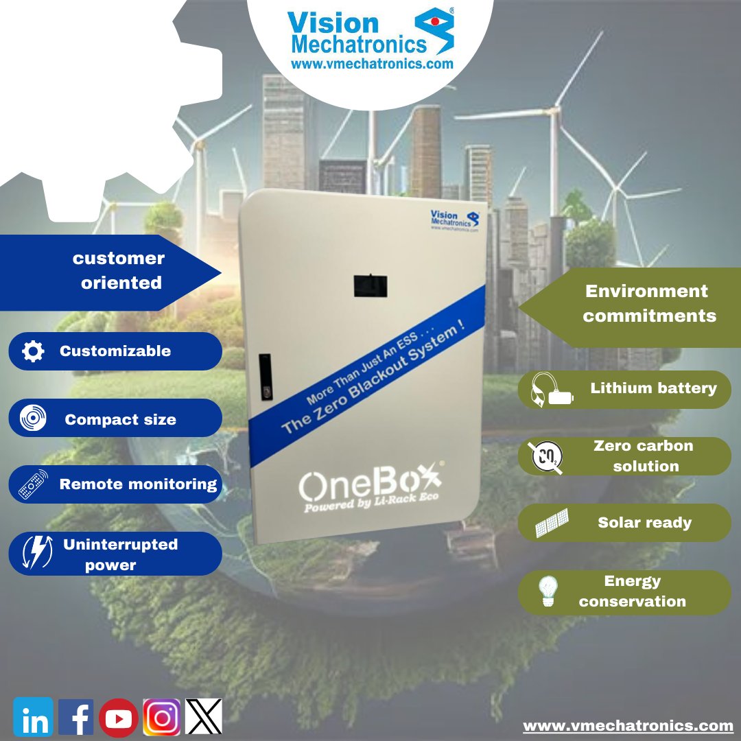 Our product OneBox® is a lithium battery and the ultimate tool for a sustainable future.Visit our website to learn more about exceptional features of OneBox and contact us today to benefit from this adaptable and customizable battery. #visionmechatronics #lithiumbatteries