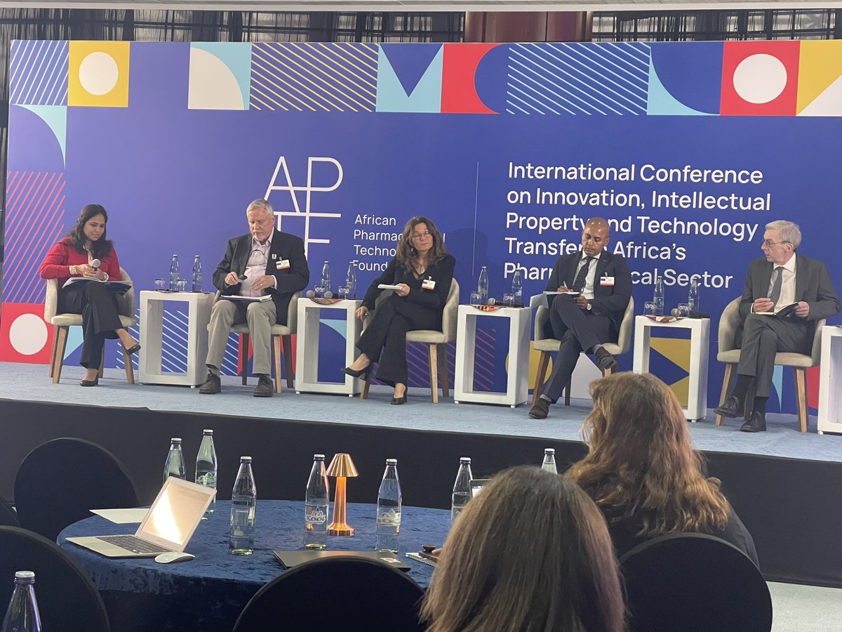 Day Two of @APTF_org conf. #INNOVPharmaAF session on dev capacities #Africa with leaders from @MedsPatentPool, @DNDi, @Afrigen, @Northeastern navigating and using IP to build #Africa #pharma #biotechs, #publichealth, #techtransfer, #skillsbuilding