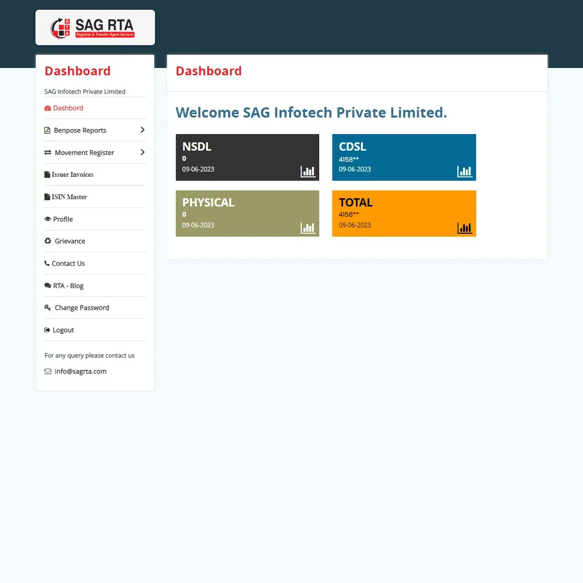 sag_rta's tweet image. SAG RTA offers comprehensive login dashboard panel services for companies. Find them here:bit.ly/3SLZcO9
#LogindashboardPanel #sagrta #invoicemanagement #ISINlettergeneration #registrarandtransferagent #Registrarandsharetransferagent #rtaservices #rtaagent #rtaforms