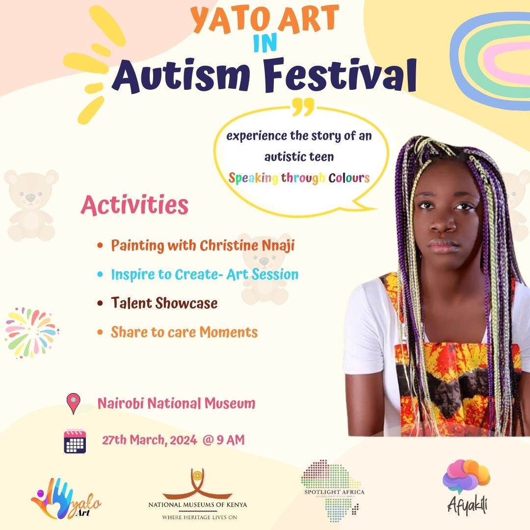 Join us on Wednesday, 27th, 2024 at the Nairobi National Museum from 9.00 am to witness the power of art in enhancing expression in individuals with Autism Spectrum Disorder (ASD). Share your stories and listen to other care givers' experiences with ASD. #autismawareness