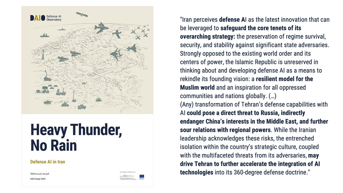 📢NEW DAIO COUNTRY STUDY📚
We are excited to release 'Heavy Thunder, No Rain,' by @MahmoudJavadi2 on #defenseAI in #Iran 🇮🇷. For more, see defenseai.eu/daio_study2425…