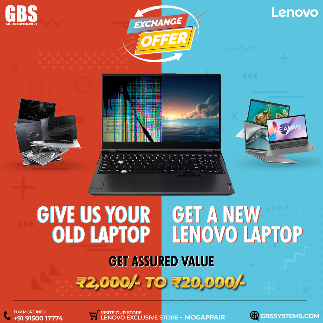 A laptop exchange offer from Lenovo A laptop exchange offer from Lenovo would typically work as follows: Purchase: If you agree to the exchange offer, you can then choose a new Lenovo laptop and use the offered discount to reduce the price of your purchase.