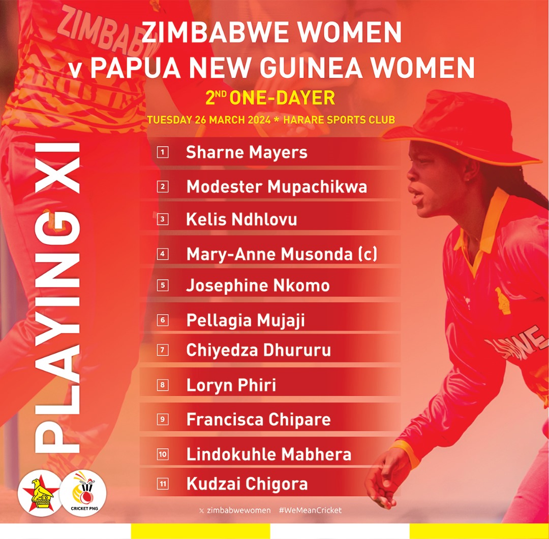 Zimbabwe's women #cricket team takes on Papua New Guinea on Tuesday in the second One-Dayer in Harare
@ZimCricketv

#ZIMWVPNGW