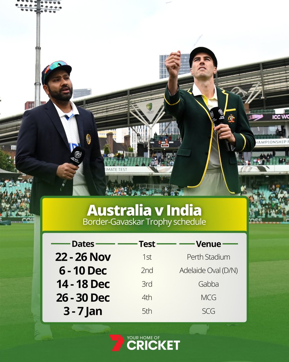The Border-Gavaskar Trophy schedule is here 👀 It all begins in Perth on 22 November... #AUSvIND