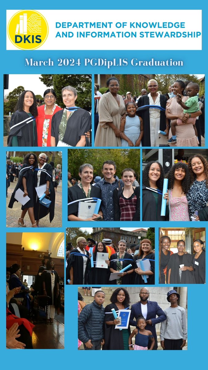DKIS_UCT's tweet photo. 23 March 2024 Postgraduate Diploma in Library and Information Studies #Graduation #UCT #DKIS 🎓 📚 Jaya Raju, Joelle Meyer, Nqobile Ndlovu, Mandisa Zosela, Sarah Grant-Smith, Rosemary Lombard, Zikhona Nodikida https://t.co/VaC9NWIdtf