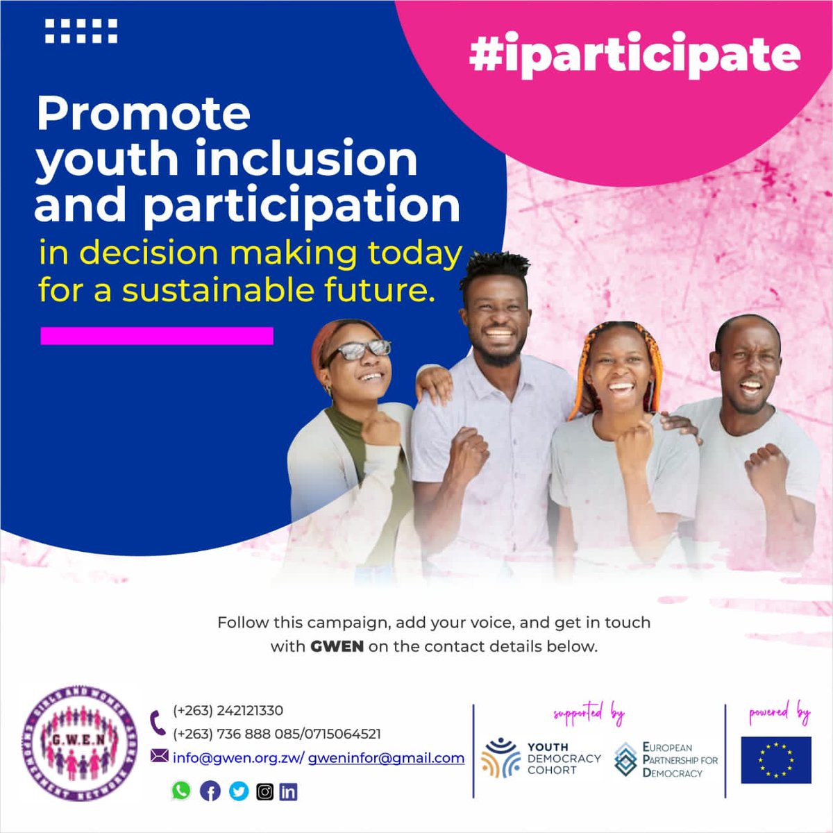 'Promote youth inclusion and participation in decision making today for sustainable future.' #iparticipate #YouthVoices #YouthInAction