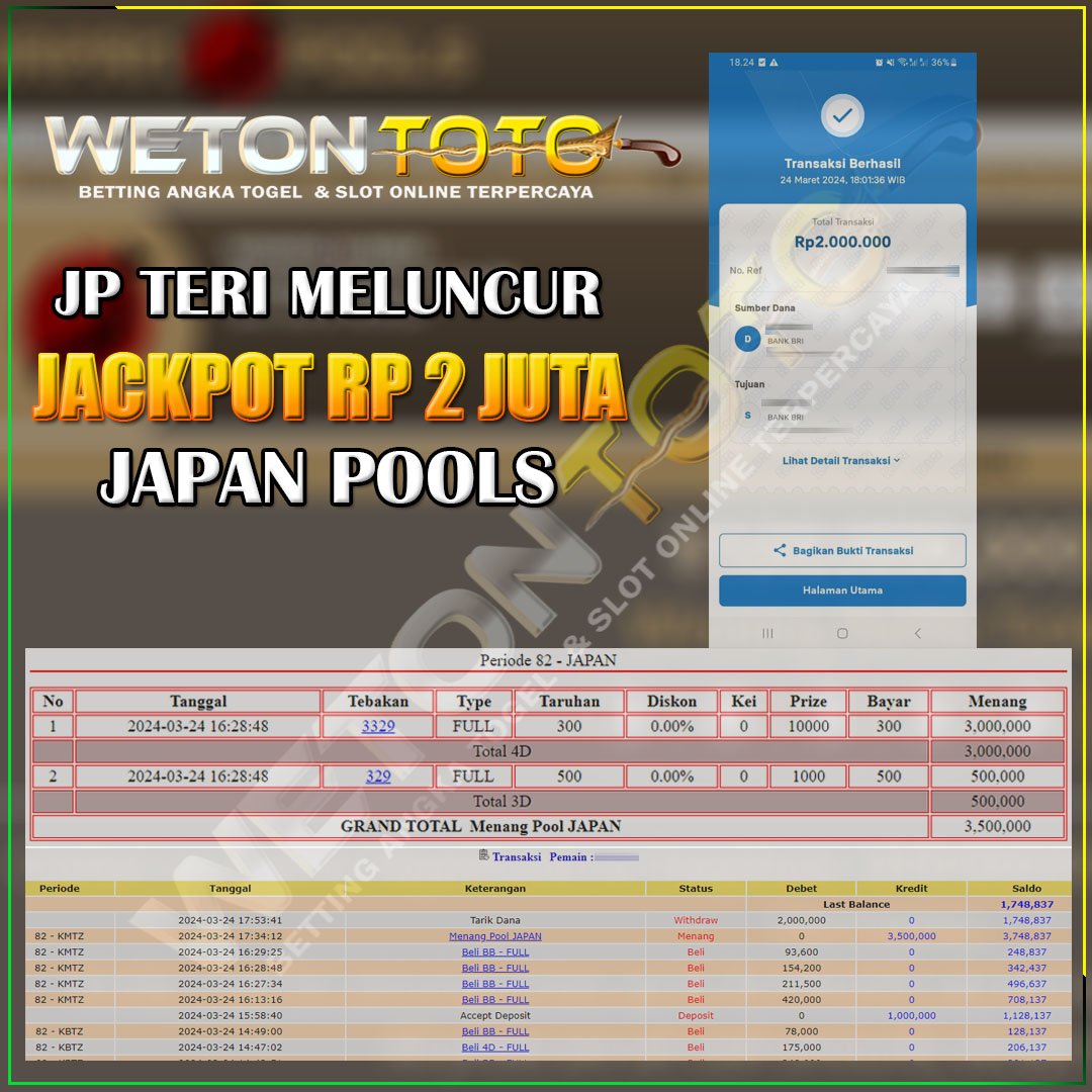 wetontoto's tweet photo. jp teri 2 juta japan pools meluncur 
selamat atas kemenangan nya untuk member setia wetontoto 
jp teri mau pun paus , langsung mendarat tanpa ribet 

#wetontoto #wetontotoamanah #wetontotogacor https://t.co/KM4fAajJxS