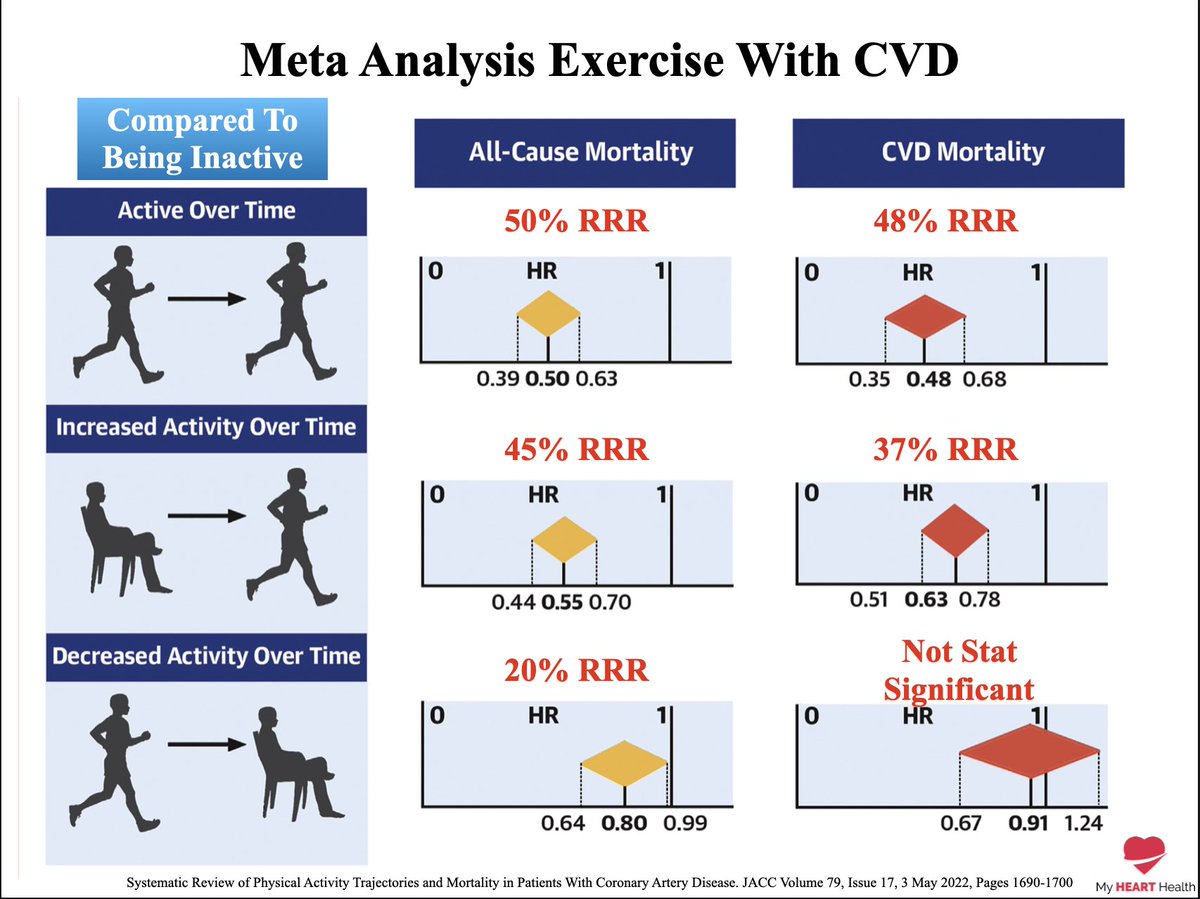 Those with known coronary artery disease are often very reluctant to exercise as they are worried it will cause a problem. The opposite is true. Maintaining activities levels after a heart attack can: Extend Your Life. Exercising Less can: Shorten Your Life.