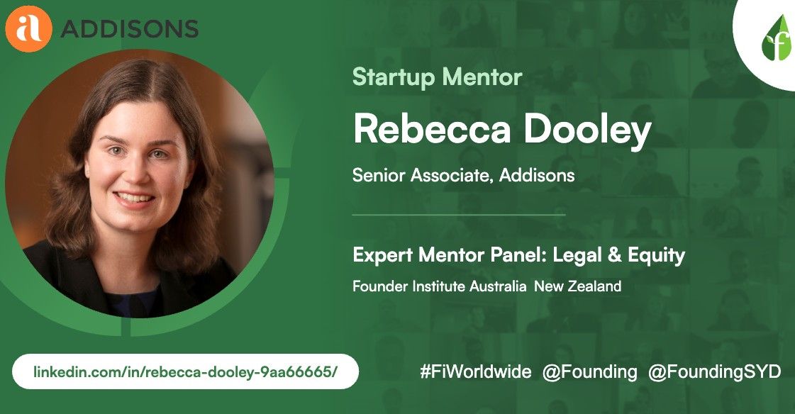 #FounderInstitute #Australia #NewZealand #startup #founders loved the chance to ask any #legal question & hear from our #startupLaw partner #Addisons with our amazing long time #mentor Rebecca Dooley who generously shared what to watch out for in #startups #StartupAUS #StartOz