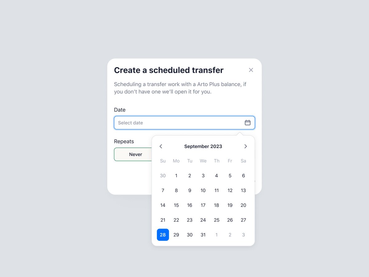 Set a Schedule for Money Transfers in Arto Plus